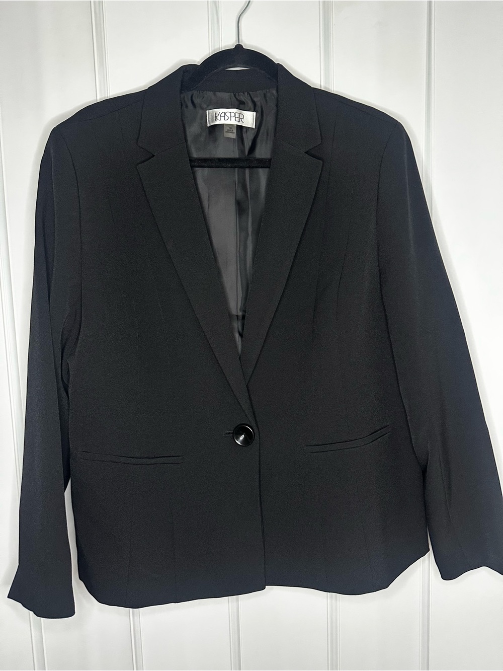 Kasper Black Satin-Trim Coat
